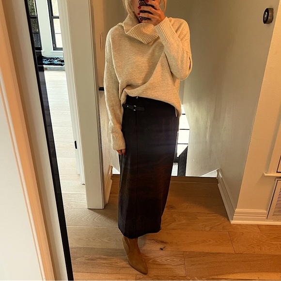 Vintage Ralph Lauren Oxfordshire Castle Country Wool Wrap Skirt with Leather 8 - Picture 6 of 10